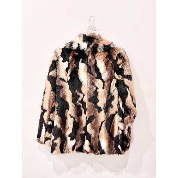Eaves Colton Faux Fur Tiger Open Coat Jacket Wildcat Brown Women's Size Small - Picture 5 of 7